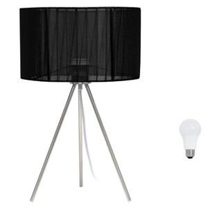 Tripod Table Lamp 19.69" – Brushed Nickel with Pleated Silk Shade